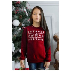Рождественское чудо, свитшот с олянямя для девочки, 140-122, красного цвета