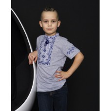 Иванко, футболка для мальчика серая с синей вышивкой