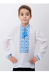 White embroidered shirt for a boy with blue embroidery