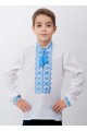 White embroidered shirt for a boy with blue embroidery