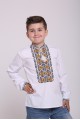 Embroidered shirt for a boy, white color with yellow-brown embroidery 44022