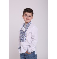 White embroidered shirt for a boy with blue embroidery 44024