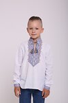 Вышиванка для парня белого цвета с жёлто-синей вышивкой Иван