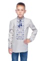 Podolyan, a shirt for a boy made of gray linen with blue embroidery