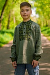 Embroidered shirt for boy Peruniv Tsvit, khaki linen