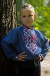Vyshyvanka for a boy "Hoverla" blue with red