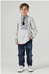 Podolian, embroidered shirt for a boy made of gray linen with blue embroidery