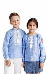 Vyshyvanka for a boy made of blue linen Rostyslav