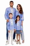 Vyshyvanka for a boy made of blue linen Rostyslav