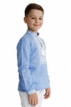 Vyshyvanka for a boy made of blue linen Rostyslav