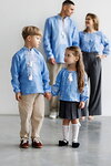 Vyshyvanka for a boy made of blue linen Rostyslav