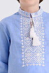 Vyshyvanka for a boy made of blue linen Rostyslav