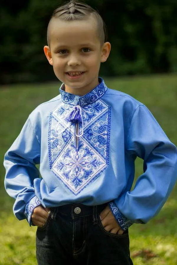 Hoverla, blue embroidered shirt for a boy