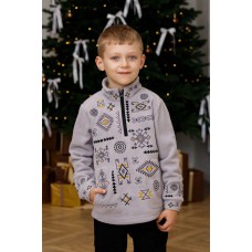 Cвітшот дитячий флісовий сірий з вишивкою Устимчик