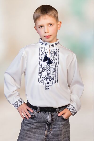 Blue embroidered shirt for the boy Vsevolod