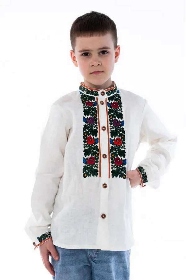Embroidered shirt for a boy made of milk linen Gustav