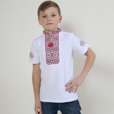 Иванко, футболка для мальчика белая с синей вышивкой