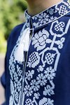 Вышиванка для мальчика Всеволод, тёмно-синяя с белой