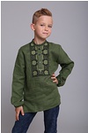 Embroidered shirt for a boy, khaki color. 140