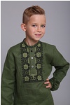 Embroidered shirt for a boy, khaki color. 140