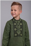 Embroidered shirt for a boy, khaki color. 140