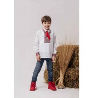 Embroidered shirt for a boy, red embroidery, Stozhari