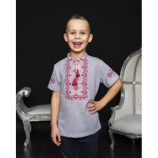 Зорянчик, вишита футболка для хлопчика сіра