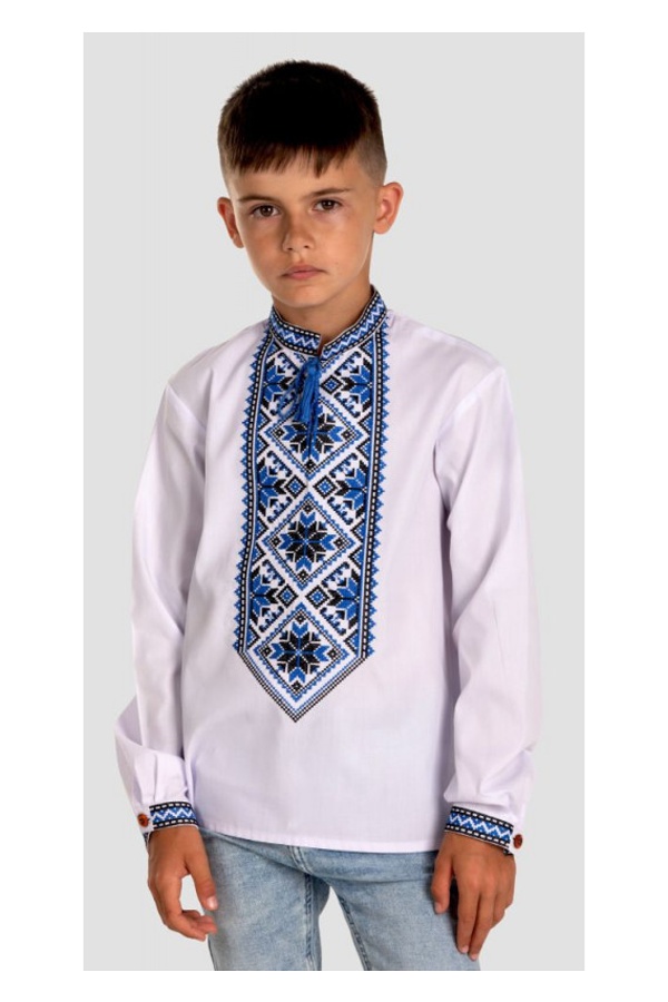 Dorofiy, blue embroidered shirt for a boy, 146 