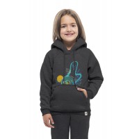 Abstraction, winter sweatshirt for a girl with a hood, decorated with embroidery