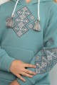 Худі дитячий м'ятний з сірою вишивкою, Світанко