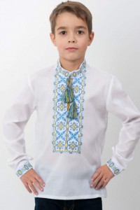 Вышиванка для мальчика с синей вышивкой 44014