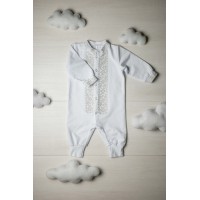 Боді для хрещення біле зі сріблястою вишивкою, розмір 68