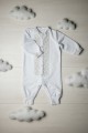 Боді для хрещення біле зі сріблястою вишивкою, розмір 68