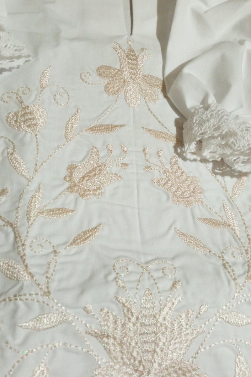 Платье для крещения белое с вышивкой Луга, размер 68-74