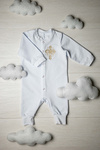 Bodysuit for baptism white with golden embroidery