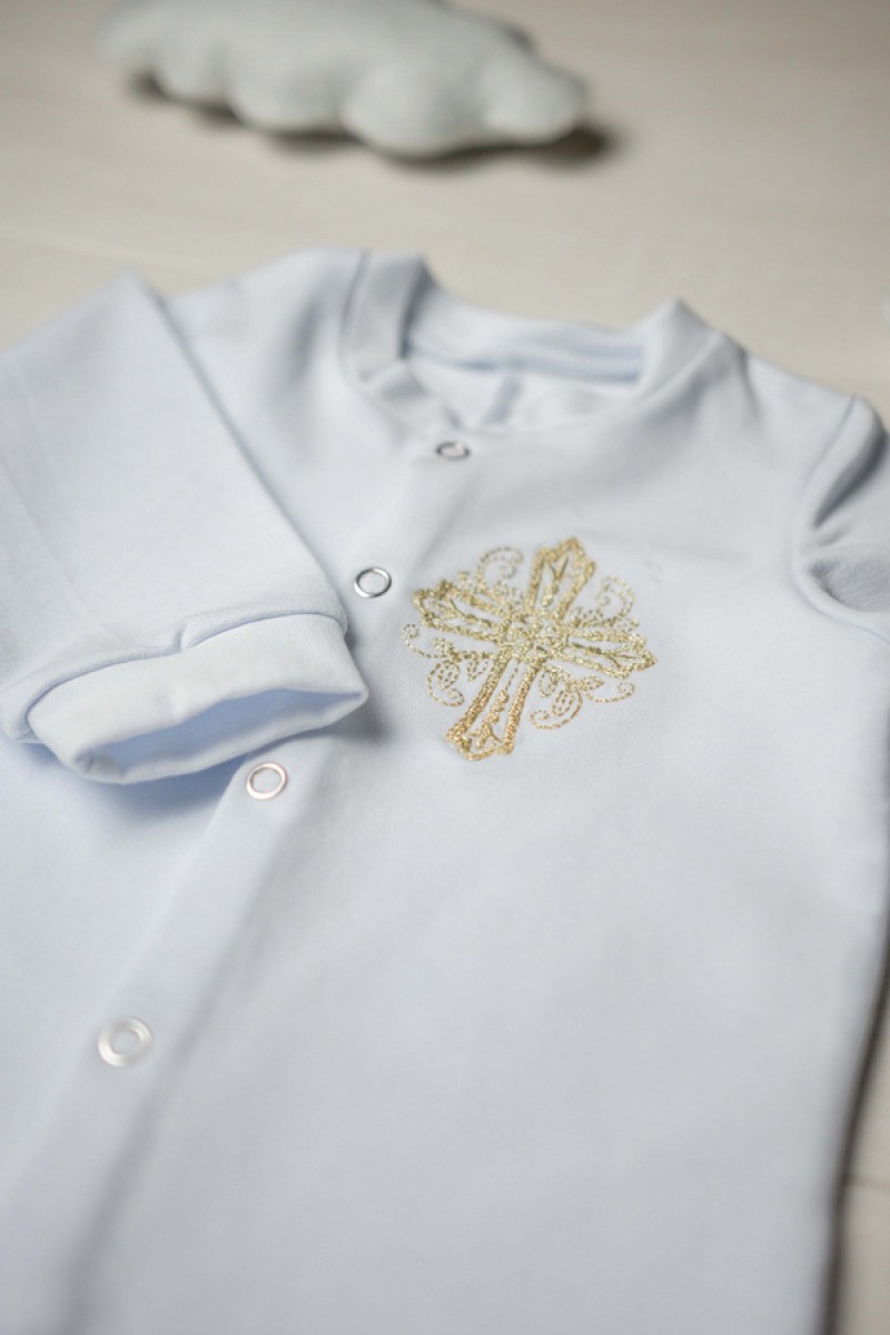 Боді для хрещення біле з золотистою вишивкою, розмір 68