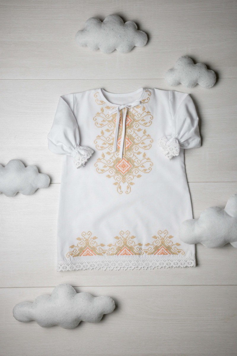 Сукня для хрещення біла з вишивкою Лілеї, розмір 68-74