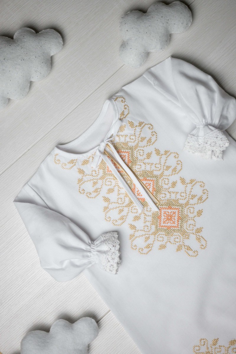 Сукня для хрещення біла з вишивкою Лілеї, розмір 68-74