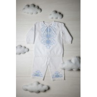 Хрестильний костюм для хлопчика з синьою вишивкою, розмір 68-74