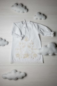 Платье для крещения белое с вышивкой Луга, размер 68-74