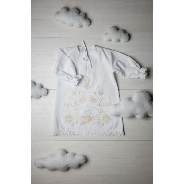 Сукня для хрещення біла з вишивкою Луки, розмір 68-74