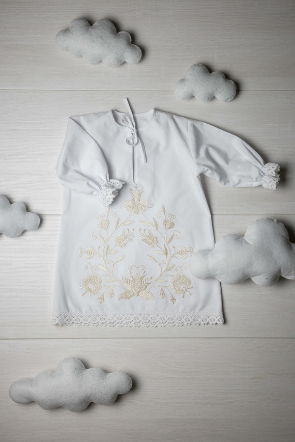 Dress for baptism white with embroidery, size 68-74