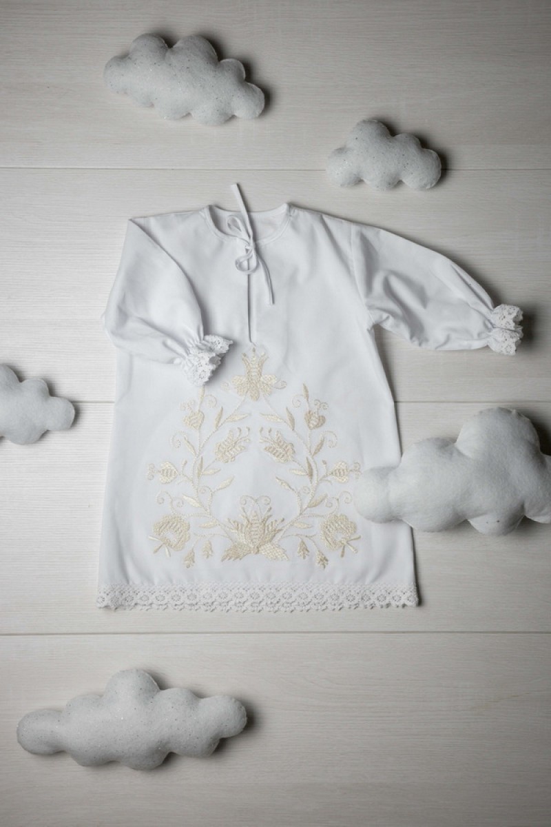 Сукня для хрещення біла з вишивкою Луки, розмір 68-74