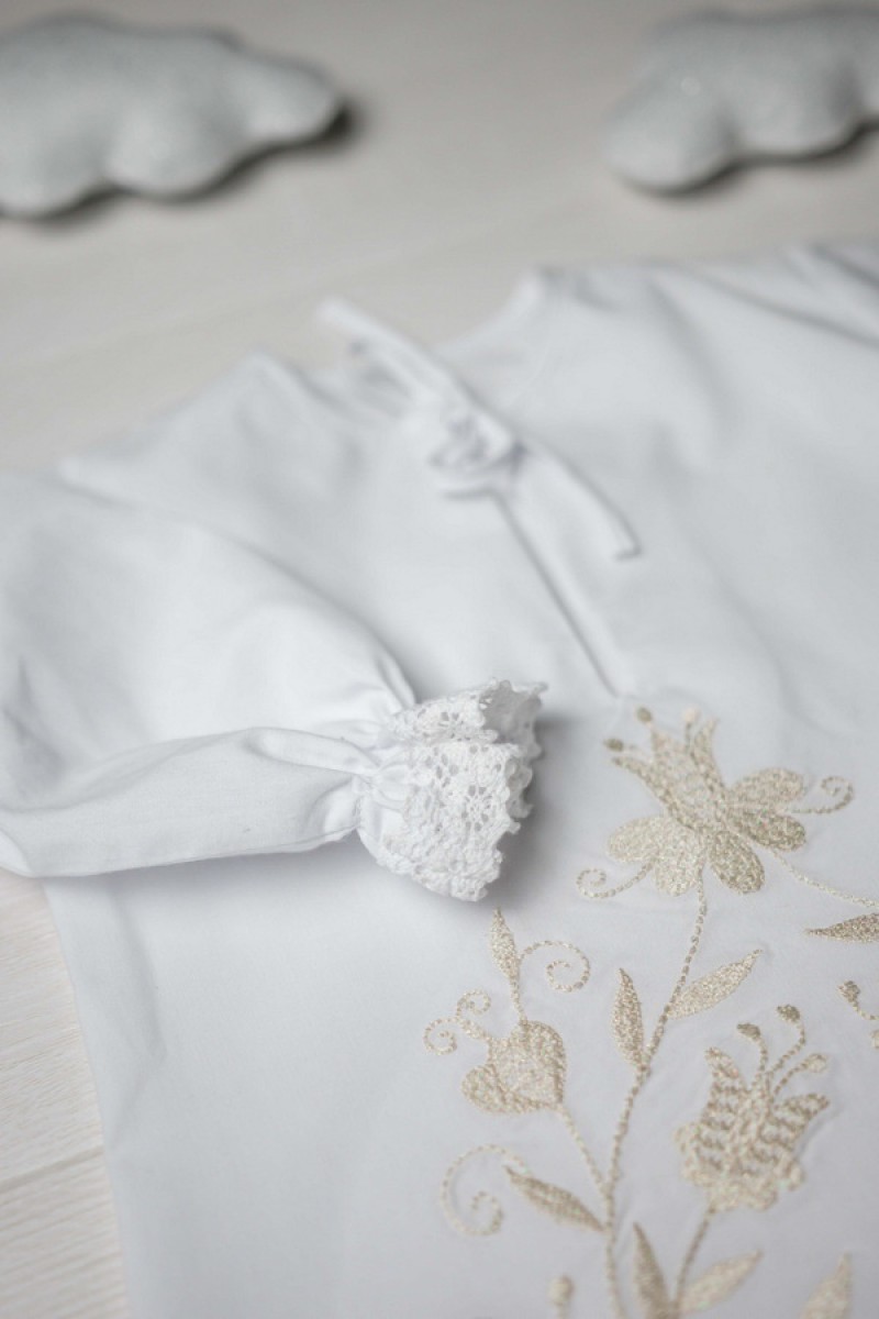 Сукня для хрещення біла з вишивкою Луки, розмір 68-74