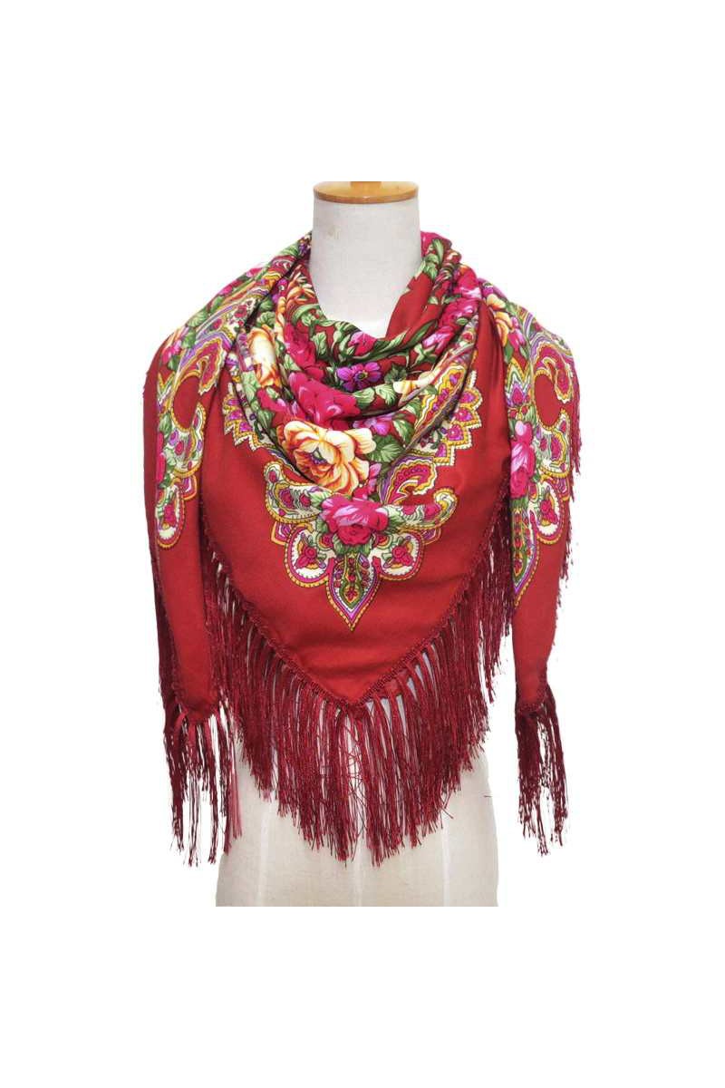 A bouquet of roses, a woman's burgundy handkerchief