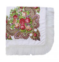 Букет троянд, хустка жіноча біла