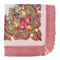 Букет роз, платок женский розовый