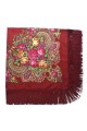 A bouquet of roses, a woman's burgundy handkerchief