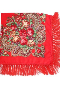Bouquet of roses, women's red scarf