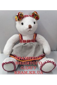Ведмедик Маруся, іграшка з вишитом сукнею